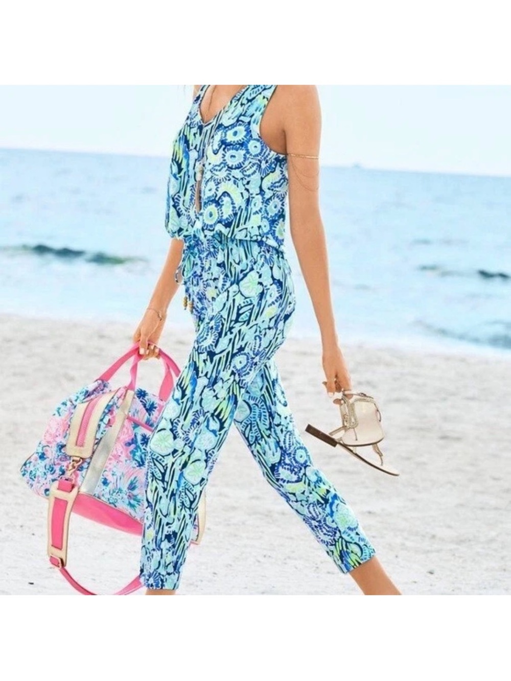 Lilly Pulitzer Paulina Jumpsuit Indigo Sunset Blue Size Small Resort Vacation